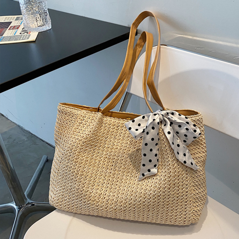 Women Bags Handmade - Verão Cachecol Bowknot Palha Bag Para