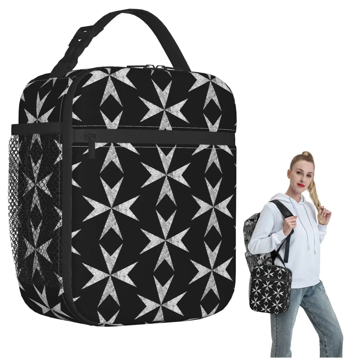Women Bags Malta - Bolsa térmica para almoço, cruz maltesa,