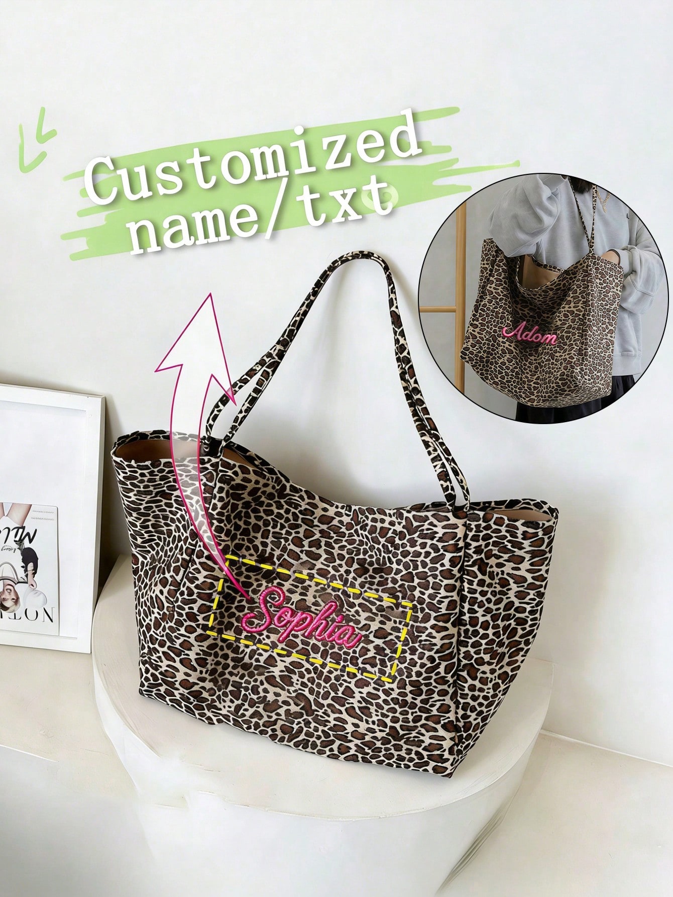 Women Bags Name - Bolsa tote com estampa de leopardo,