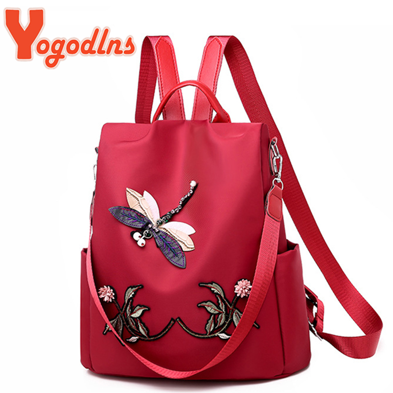 Women Bags Medium Size - Yogodlns moda bordado mochila feminina à
