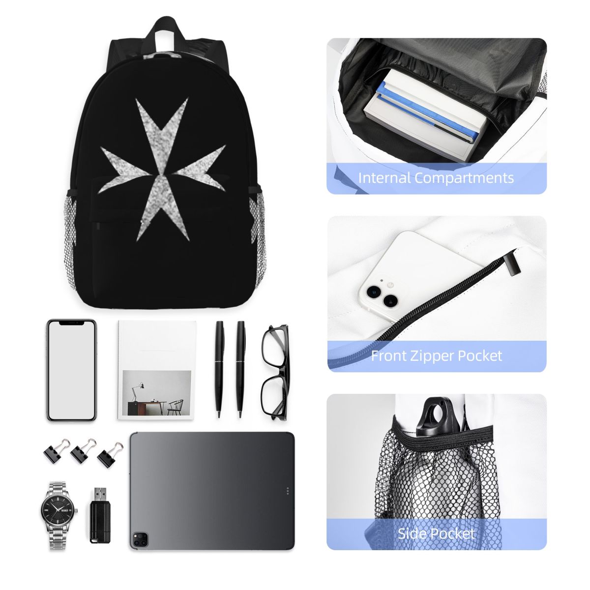 Mochila escolar com cruz malte - Women Bags Malta avaliação e preço
