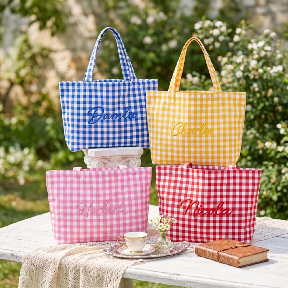 1 unidade de bolsa tote xadrez - Women Bags Name avaliação e preço