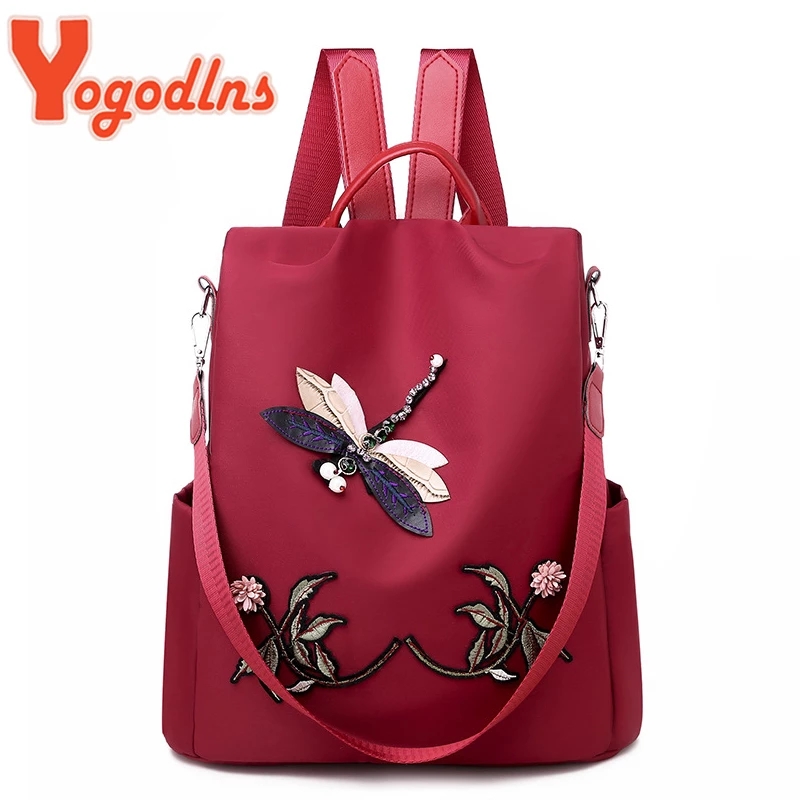Yogodlns moda bordado mochila  - Women Bags Medium Size avaliação e preço