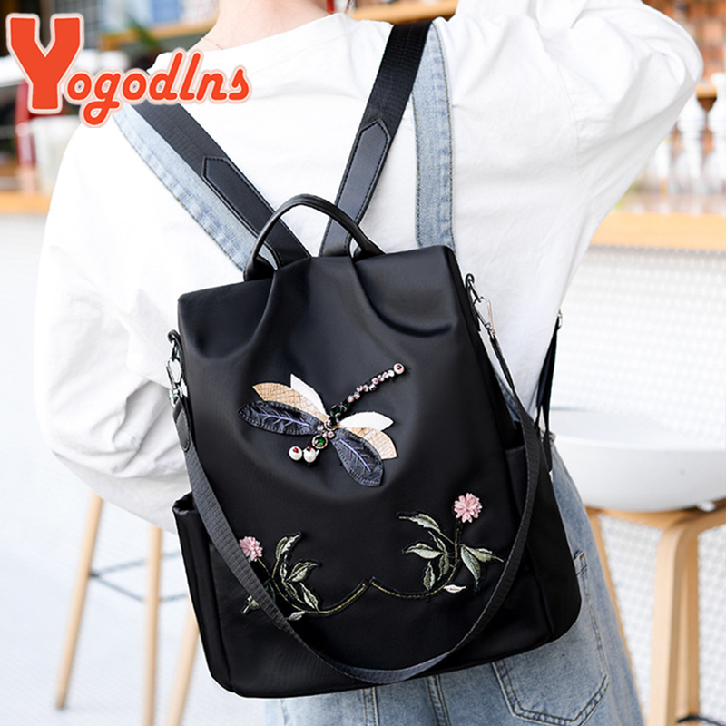 Yogodlns moda bordado mochila  - Women Bags Medium Size avaliação e preço