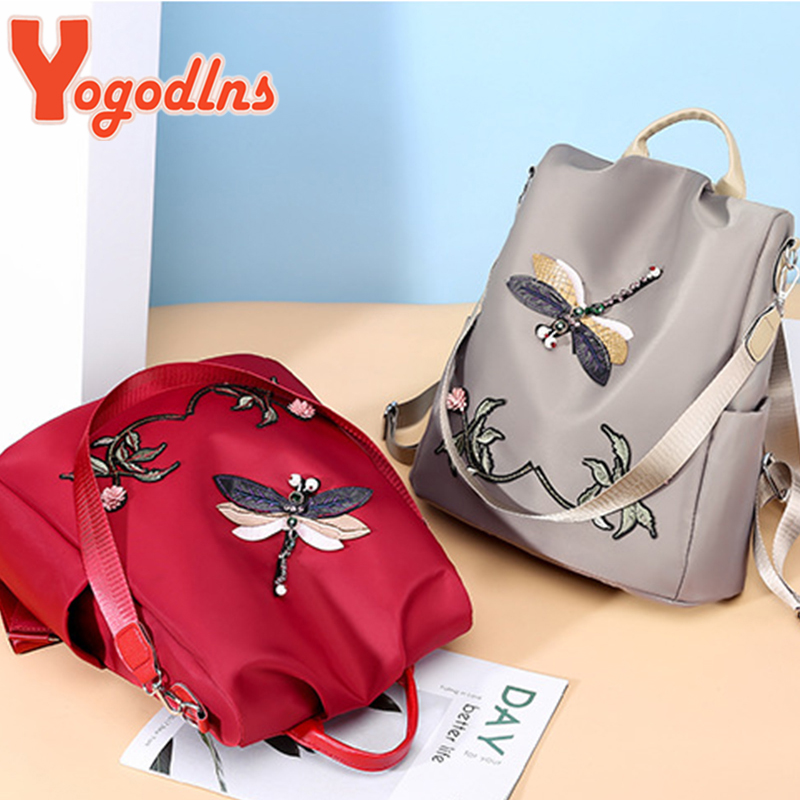 Yogodlns moda bordado mochila  - Women Bags Medium Size avaliação e preço